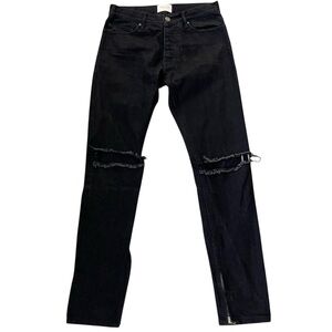 Fear of God Black Fadewash Skinny Jeans with Distressing grunge streetwear goth